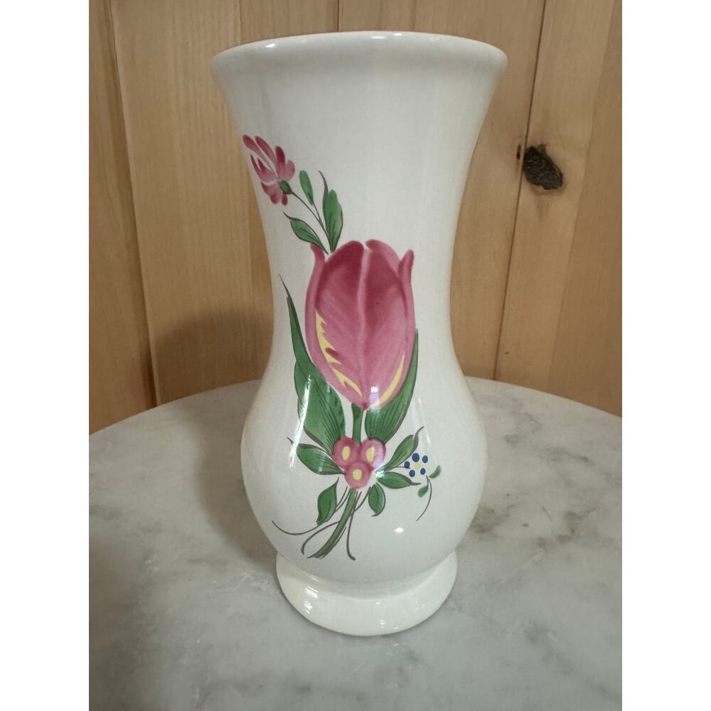 Vintage Luneville France Keller & Guerin Floral Earthenware Vase 6 3/4"
